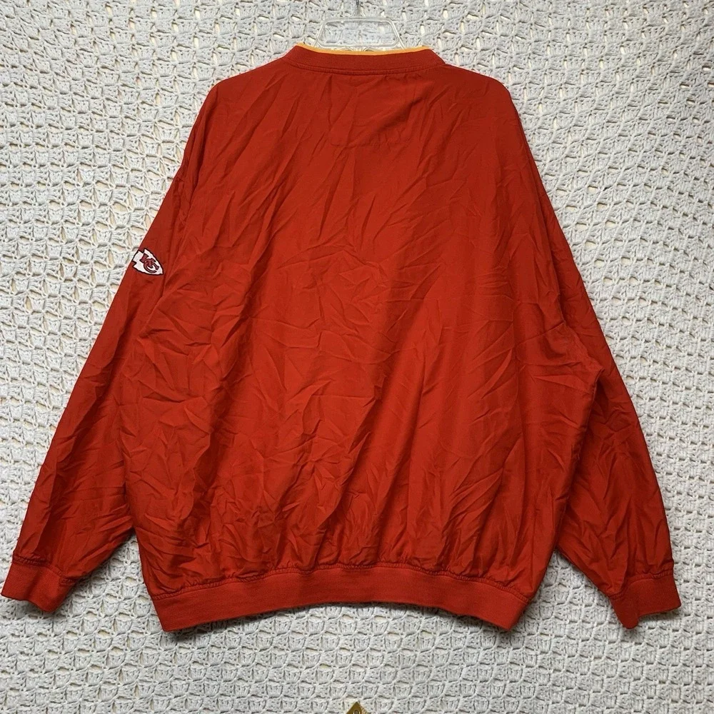Kansas City Chiefs NFL Windbreak Pullover Jacket Mens 3X Red‎ Long Sleeve V Nevk